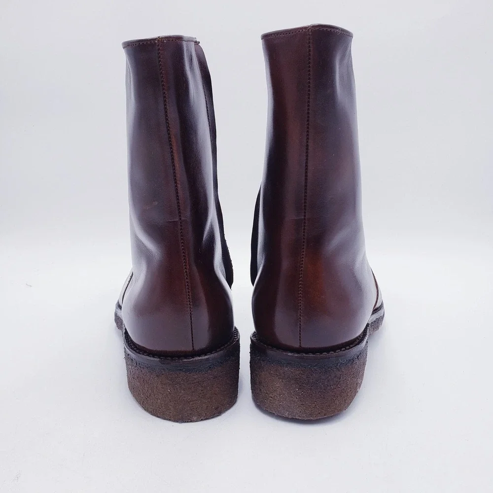 Vintage‎ Florsheim Zip Up Boots Brown Leather Faux Fur Lined Mens Size 7 D
